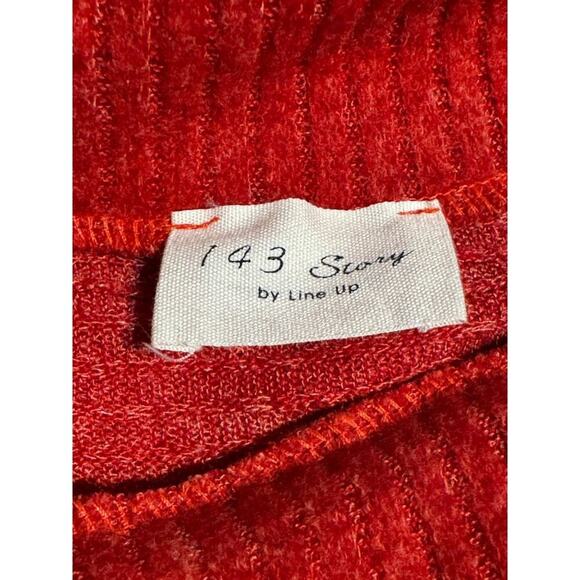 143 Story Women’s 3X/4X Plus Size Oversized Knit Sweater Pullover Ribbed Red - Picture 5 of 5